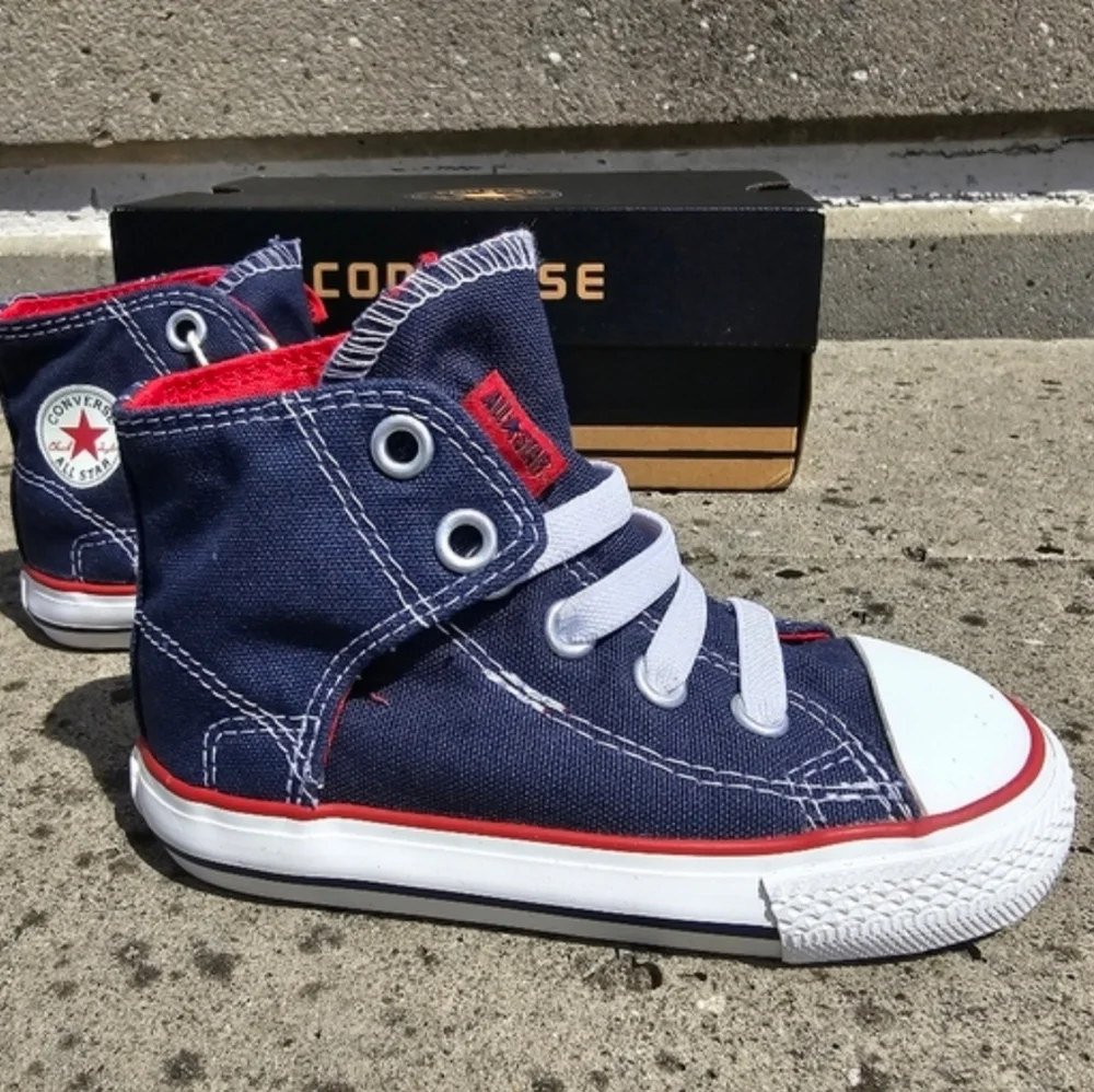 NWT Converse Kids Chuck Taylor High Top Easy Slip Navy Red Size 7